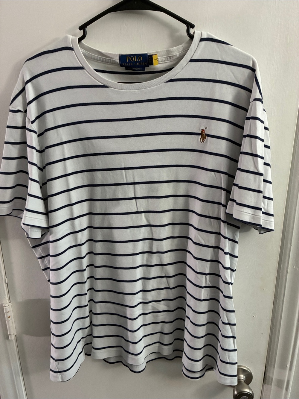 Polo by Ralph Lauren White and Navy Striped Crew Tee